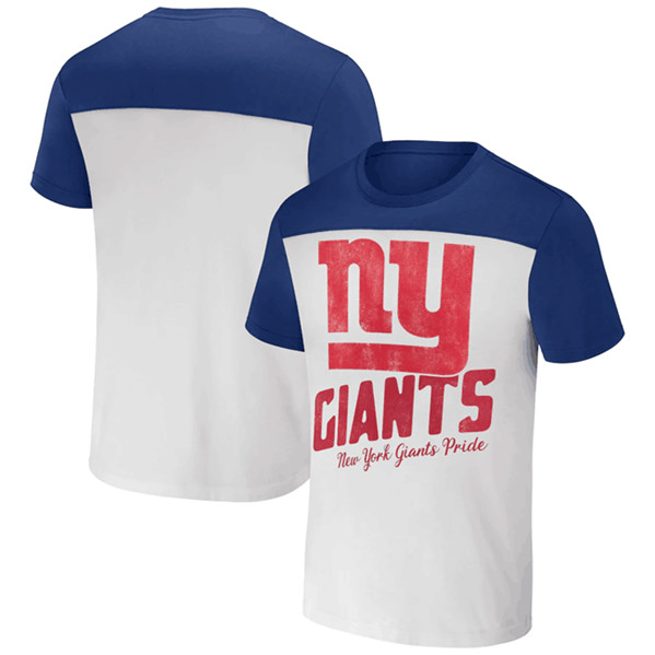 Men's New York Giants Cream/Royal x Darius Rucker Collection Colorblocked T-Shirt - Click Image to Close